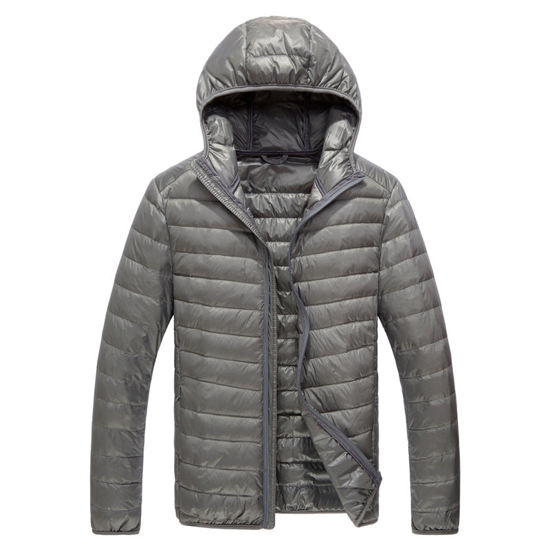 Mens Duck Down Hooded Jacket - WOMONA.COM