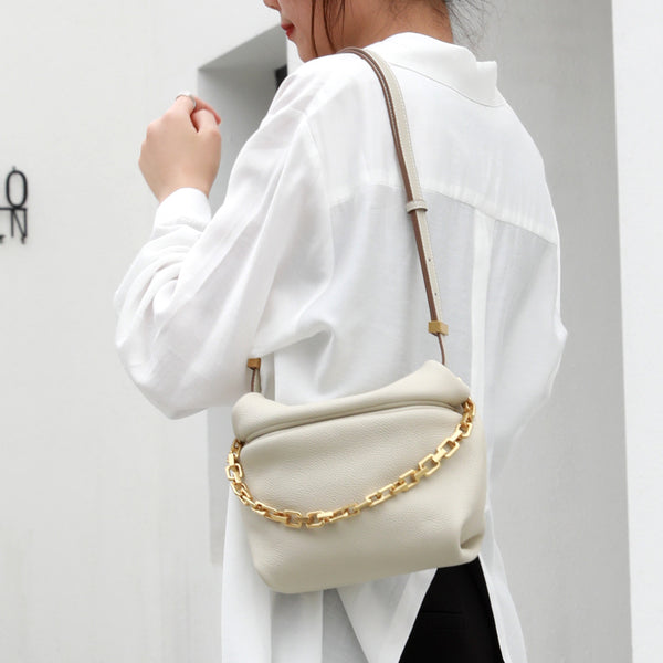 Leather Chain Dumpling  Bag - WOMONA.COM