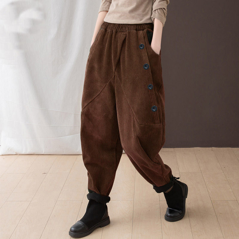 Women's Corduroy Harem Pants - WOMONA.COM