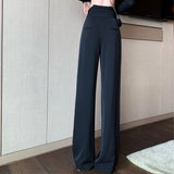 Straight Wide Leg Pants - WOMONA.COM