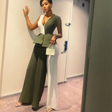 Ruffled Pleated Panel Jumpsuit - WOMONA.COM