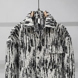 Tweed Tie Dye Print Long Sleeve Shirt Jacket Men - WOMONA.COM