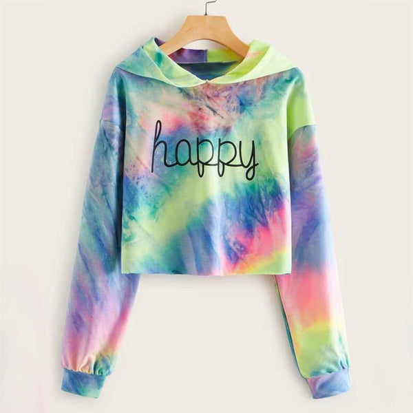 Rainbow Tie Dye Print Sweatshirt - WOMONA.COM