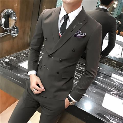 Men's Double Breasted Casual Suit Pants Set For Men - WOMONA.COM