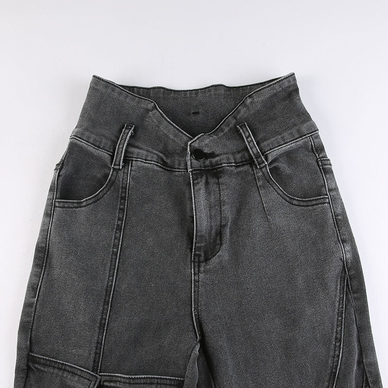 Small Design Sense Lace Up Micro Denim Women - WOMONA.COM