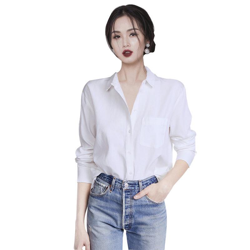 Slim Fit White Shirt - WOMONA.COM