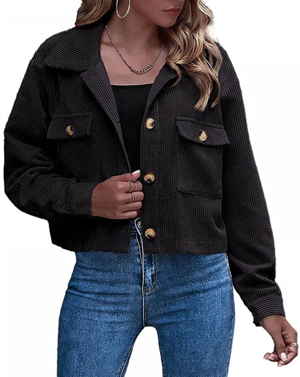 Fashion Corduroy Ladies Shirt Jacket - WOMONA.COM