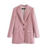 New Fashion Houndstooth Casual Jacket - WOMONA.COM