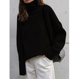 High-neck Thick Plus Size Sweater - WOMONA.COM