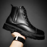 Side Zipper British Style Letters Men Boots - WOMONA.COM