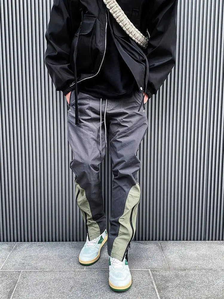 Paneled Zip Nylon Sweatpants - WOMONA.COM