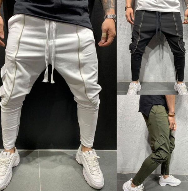 Trendy Zipper Side Pocket Rope Trousers Men - WOMONA.COM