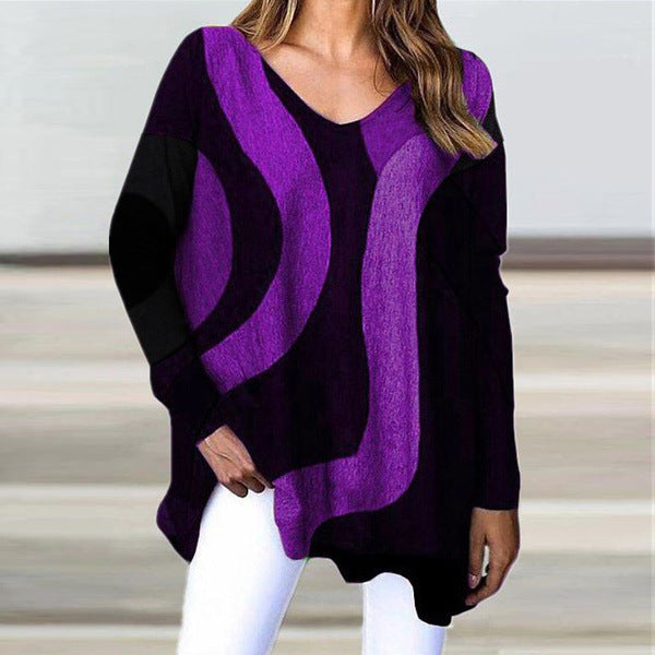 Geometric Loose Casual Women's Top - WOMONA.COM