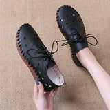 Breathable Hollow Out Lace-up Loafers - WOMONA.COM