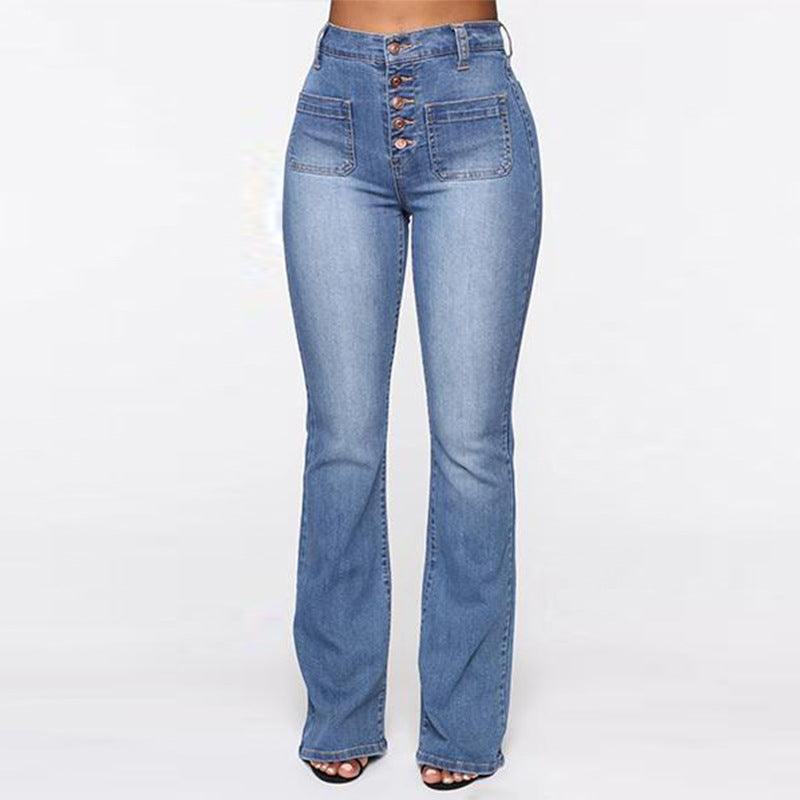 Plus Size Jeans Women Patch Pocket - WOMONA.COM