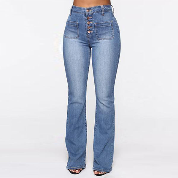 Plus Size Jeans Women Patch Pocket - WOMONA.COM