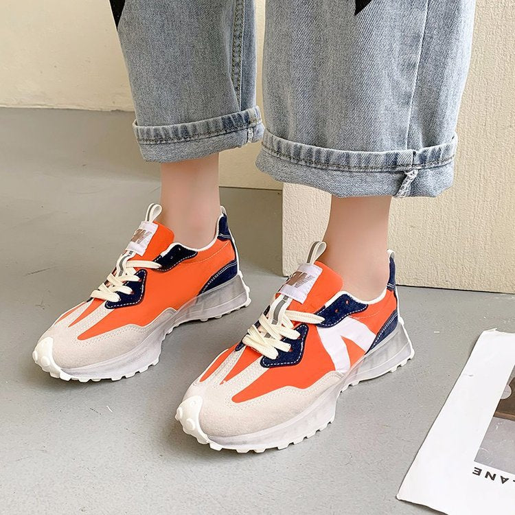 Thick-soled Lace-up Casual Sneakers For Female Students - WOMONA.COM