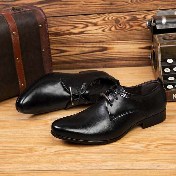 Business Formal Men's British Leather Shoes - WOMONA.COM