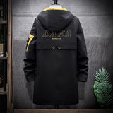 Mid-length Windbreaker Hooded Casual Jacket - WOMONA.COM