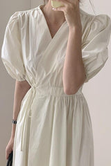 Puff Sleeve Kikyou Dress - WOMONA.COM