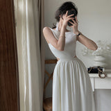 Ladies Pocket Waist Slip-Neck Dress - WOMONA.COM