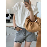 Sleeves And Pleated T-shirts - WOMONA.COM