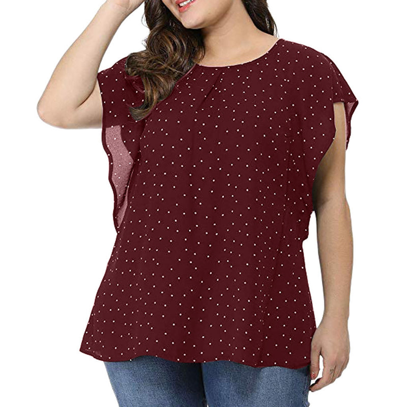 Summer New Plus Size Women's Polka Dot T-Shirt - WOMONA.COM