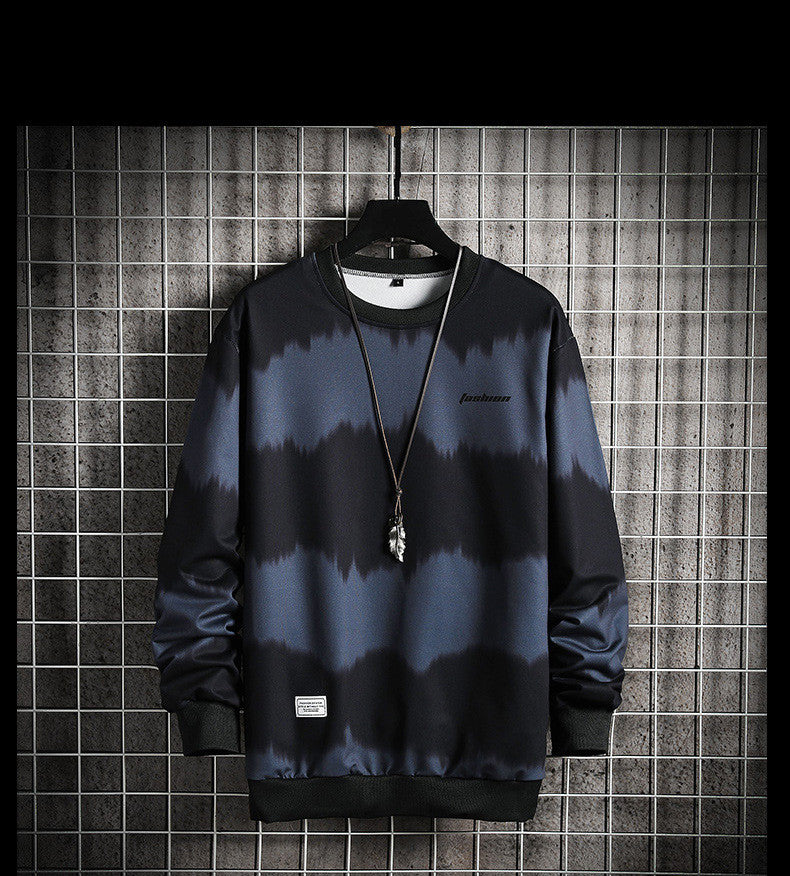 Two-tone Tie-dye Plus Size Loose Casual Men's Sweater - WOMONA.COM