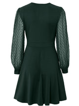 Trend V-neck Solid Color Jacquard Dress - WOMONA.COM