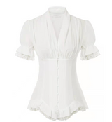 Short Sleeved Victorian Blouse For Ladies - WOMONA.COM