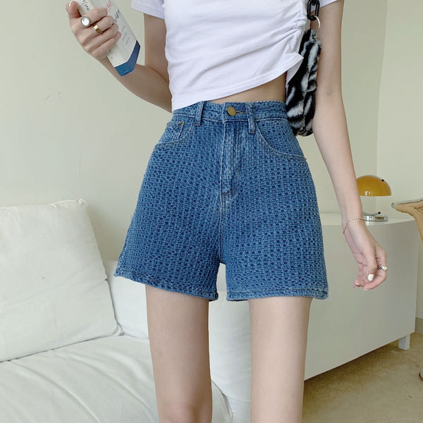 Wide Leg High Waist Woven Denim Shorts - WOMONA.COM