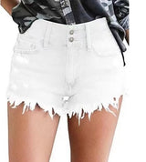 Sexy Denim Shorts With Buckles And Slits - WOMONA.COM