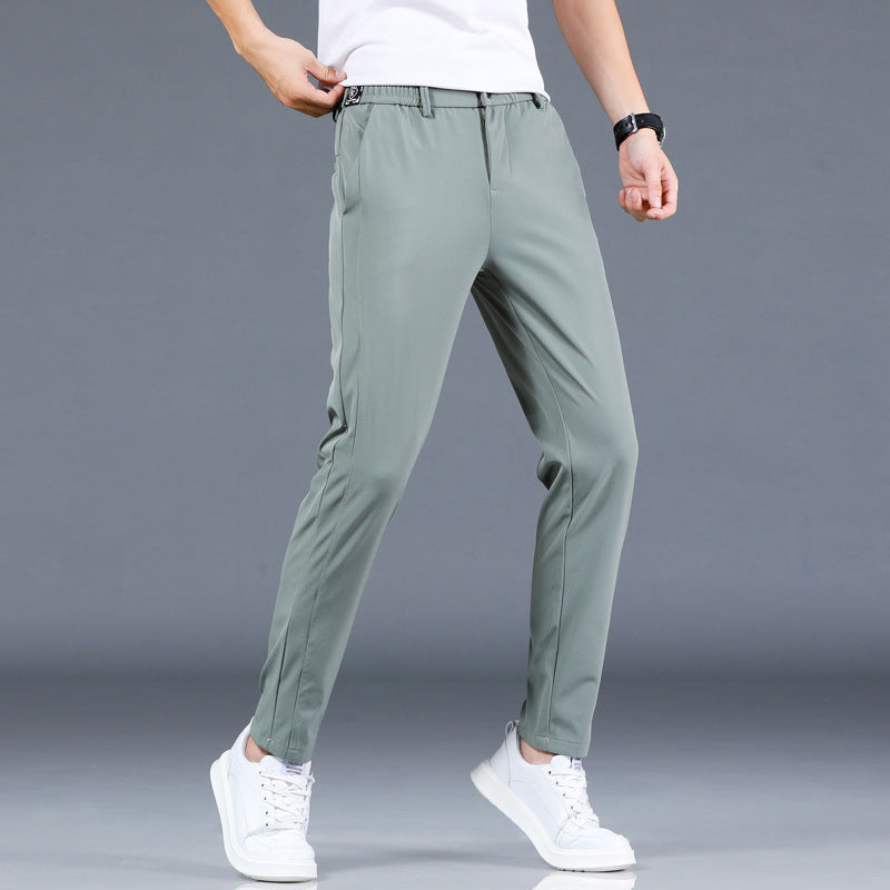 Ice Silk Men's Pants Straight Trousers Men's - WOMONA.COM