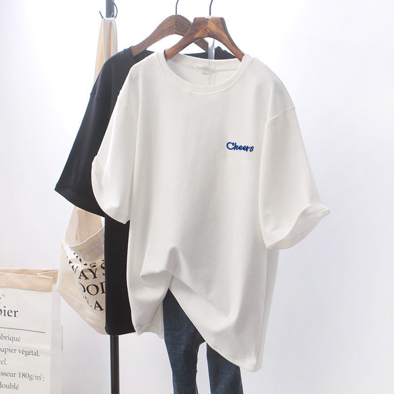 Chic White Loose Short-sleeved T-shirt - WOMONA.COM