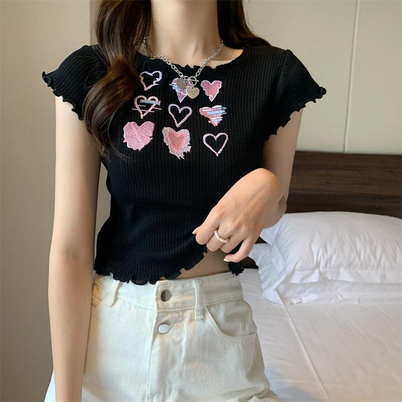 Knitted Short Sleeve T-shirt - WOMONA.COM