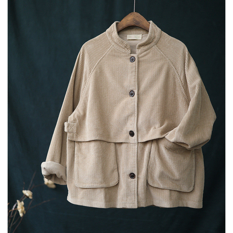 Long Sleeve Corduroy Jacket - WOMONA.COM