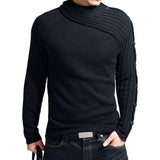 Men's Slim Knit Sweater Fashion Scarf Collar Base - WOMONA.COM