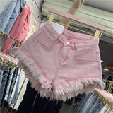 Fringed Frayed Denim Shorts Women - WOMONA.COM