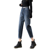 High-rise Harem Cropped Jeans - WOMONA.COM