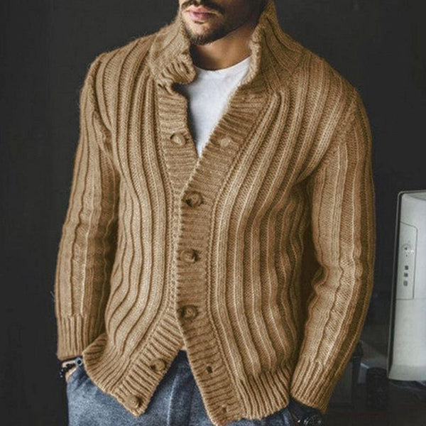 Men's Casual Single-breasted Knitted Sweater - WOMONA.COM