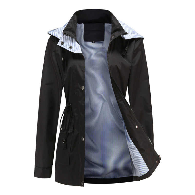 Detachable Hood Trench Coat Women's - WOMONA.COM