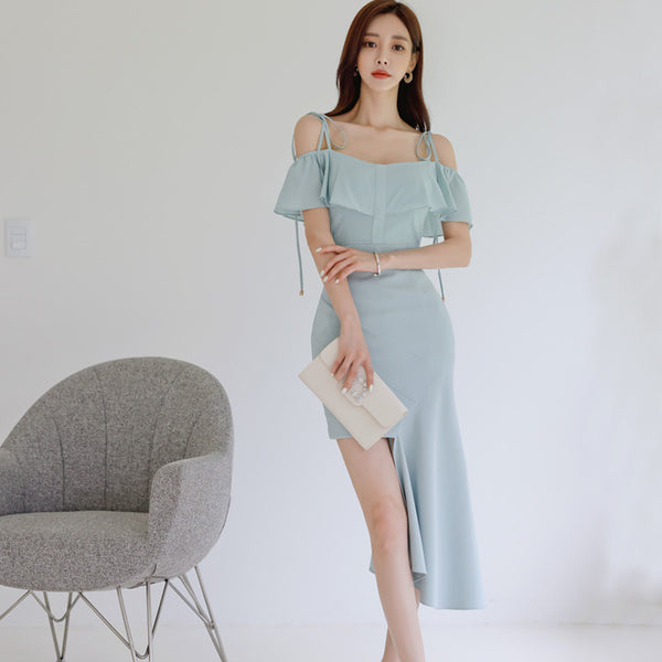 One Shoulder Banquet Sling Dress - WOMONA.COM