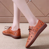 Breathable Hollow Out Lace-up Loafers - WOMONA.COM