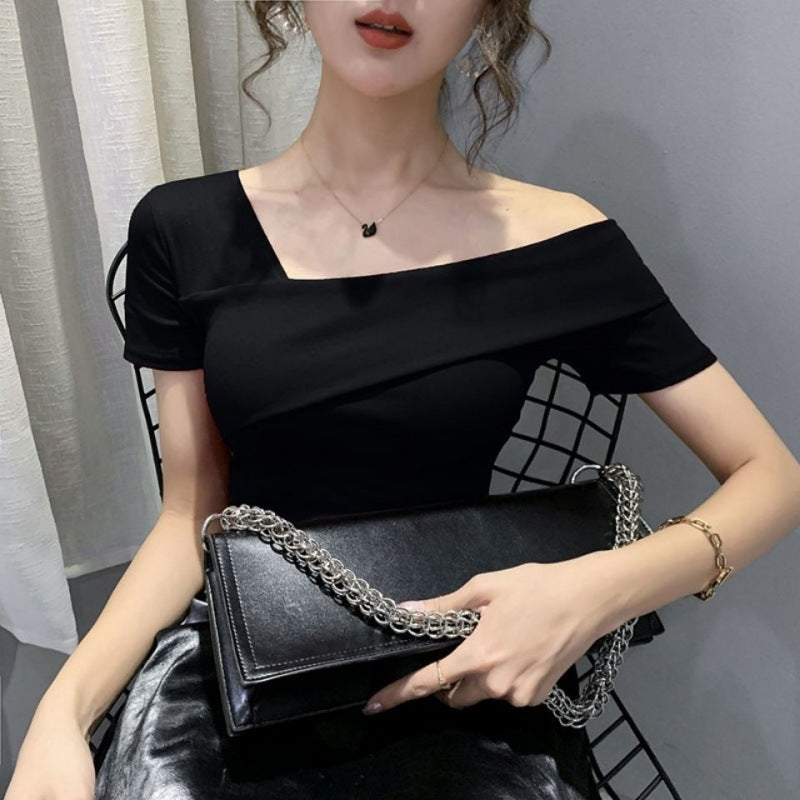 Summer Korean Slim Short Sleeve T-shirt Women - WOMONA.COM