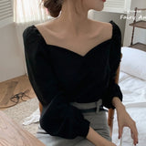 Collar Lantern Sleeve Shirt - WOMONA.COM