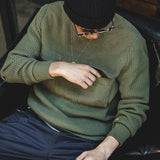 Retro Commando Outdoor Army Green Sweater - WOMONA.COM