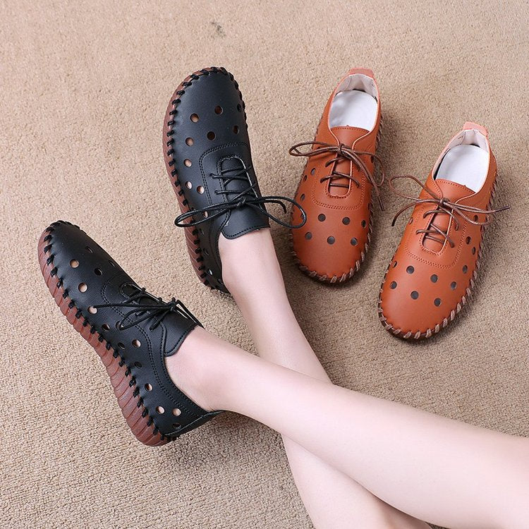 Breathable Hollow Out Lace-up Loafers - WOMONA.COM