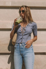 Half Sleeve Knit Top - WOMONA.COM