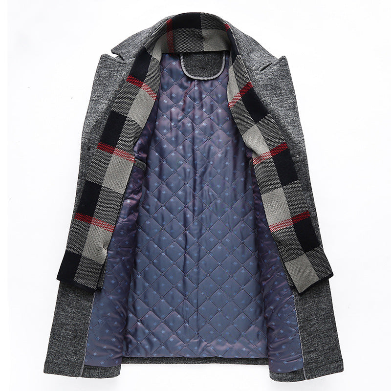 Men Casual Woolen Coat With Scarf - WOMONA.COM