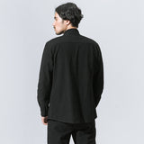 Disc Button Long Sleeved Shirt - WOMONA.COM